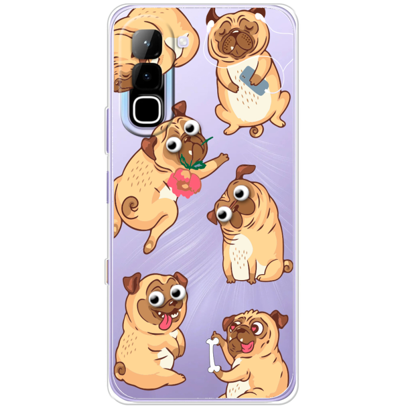 Прозорий чохол BoxFace Infinix Hot 70 с 3D-глазками Pug