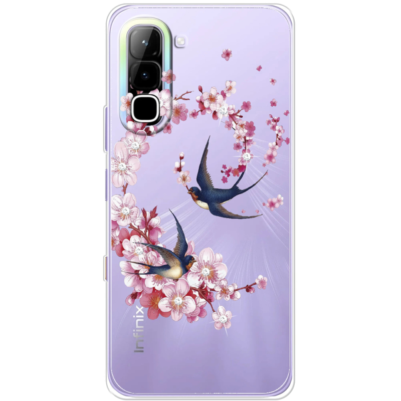 Чохол зі стразами Infinix Hot 70 Swallows and Bloom