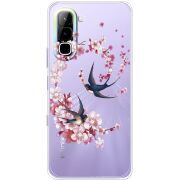 Чохол зі стразами Infinix Hot 70 Swallows and Bloom
