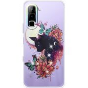 Чохол зі стразами Infinix Hot 70 Cat in Flowers