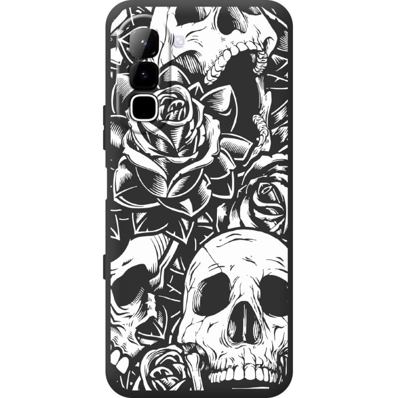 Чорний чохол BoxFace Infinix Hot 70 Skull and Roses