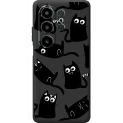Прозорий чохол BoxFace Blackview Wave 10 с 3D-глазками Black Kitty