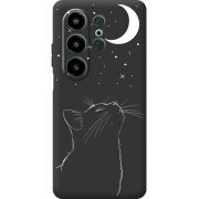 Чорний чохол BoxFace Blackview Wave 10 Місячний кіт