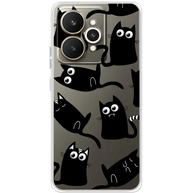 Прозорий чохол BoxFace Realme 15 5G с 3D-глазками Black Kitty