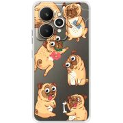 Прозорий чохол BoxFace Realme 15 5G с 3D-глазками Pug
