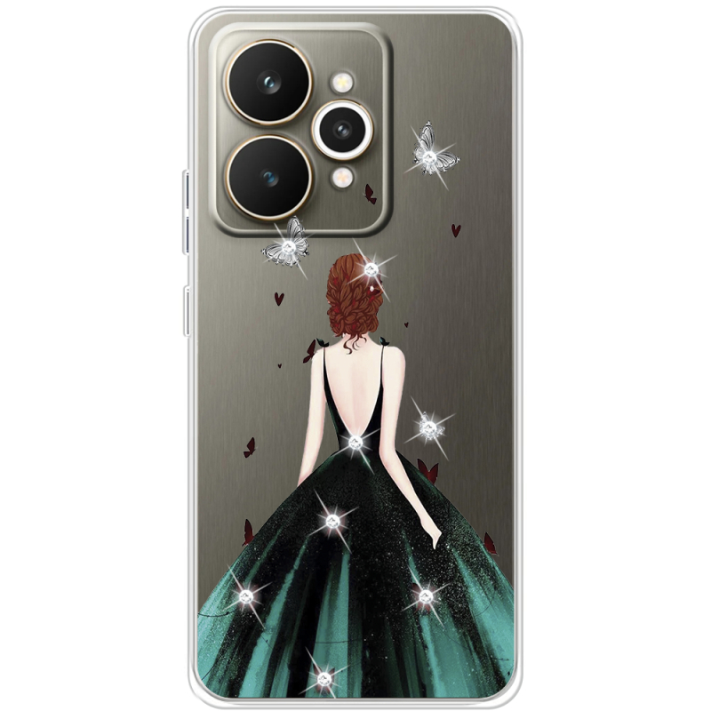 Чохол зі стразами Realme 15 5G Girl in the green dress
