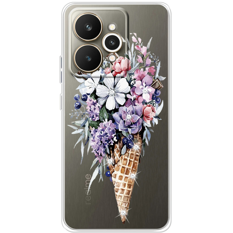 Чохол зі стразами Realme 15 5G Ice Cream Flowers