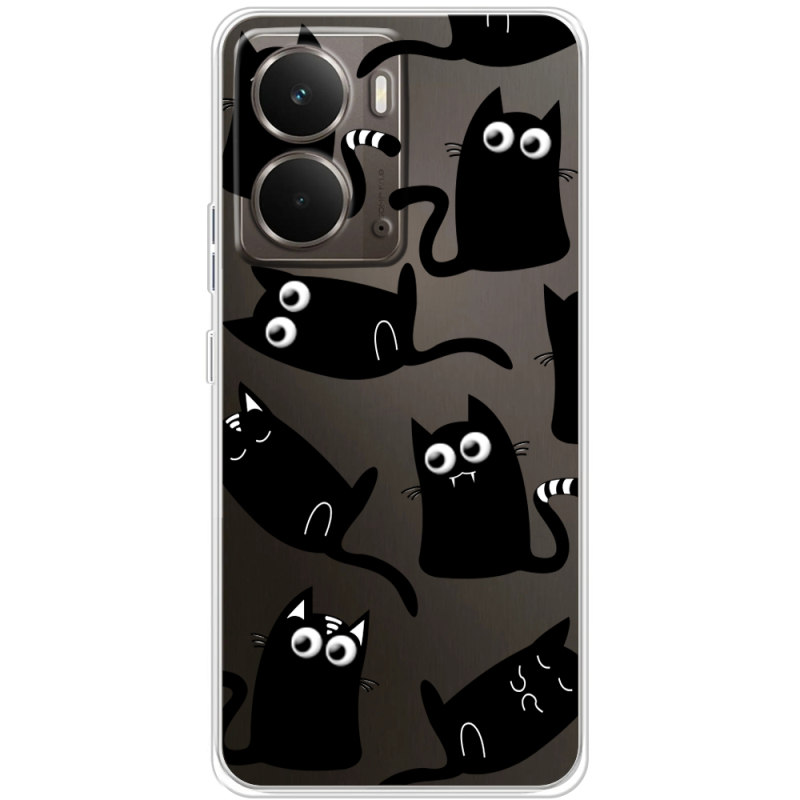 Прозорий чохол BoxFace Realme P3 с 3D-глазками Black Kitty