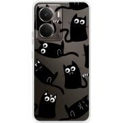 Прозорий чохол BoxFace Realme P3 с 3D-глазками Black Kitty