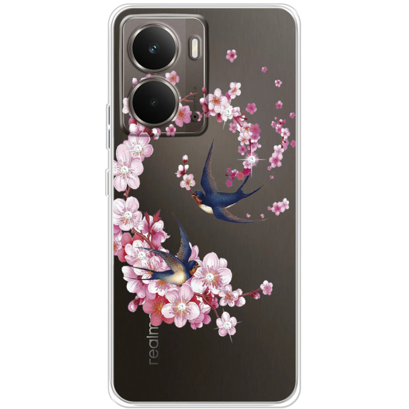 Чохол зі стразами Realme P3 Swallows and Bloom