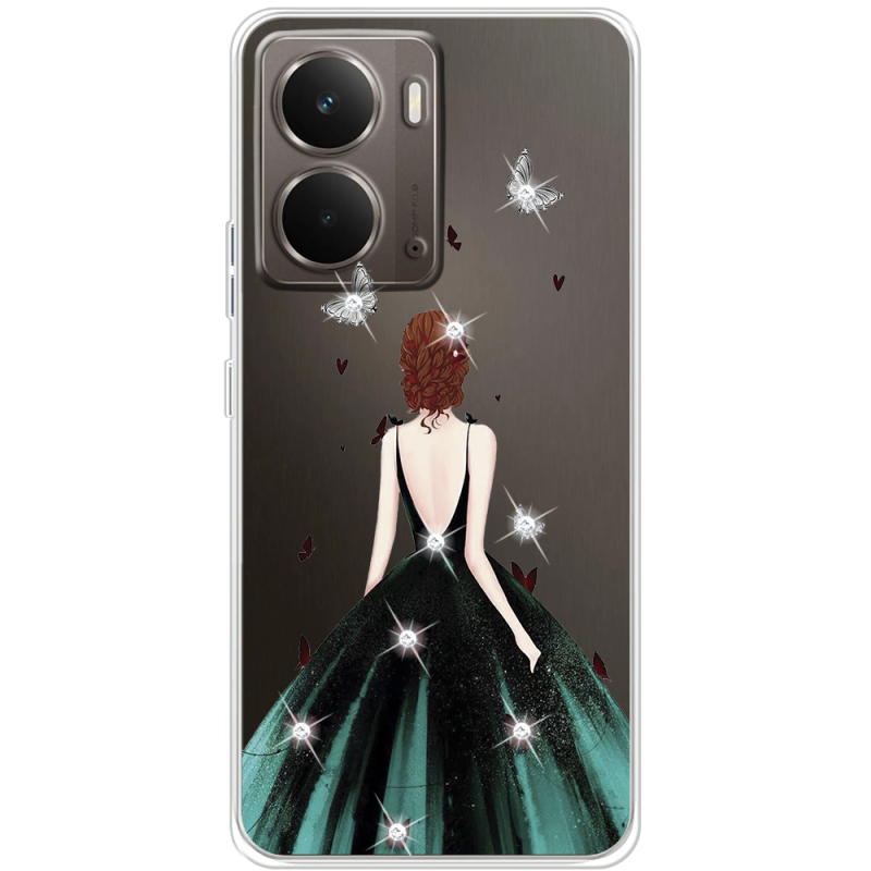 Чохол зі стразами Realme P3 Girl in the green dress