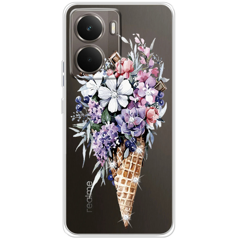 Чохол зі стразами Realme P3 Ice Cream Flowers