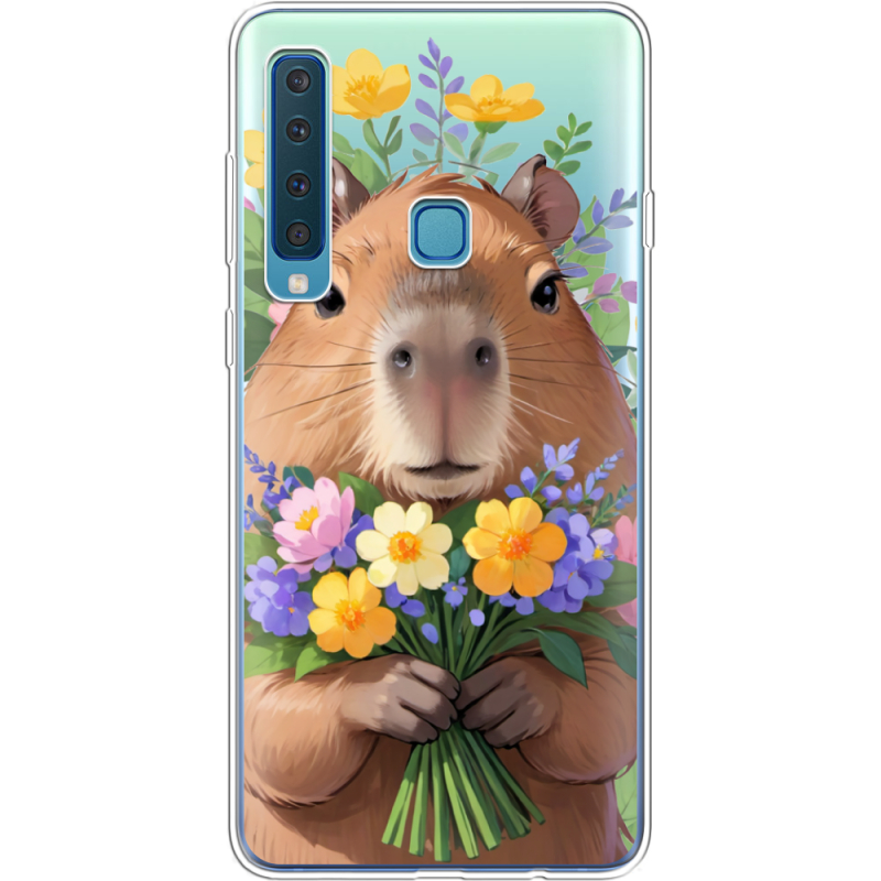 Прозрачный чехол Uprint Samsung A920 Galaxy A9 2018 Капибара з квітами