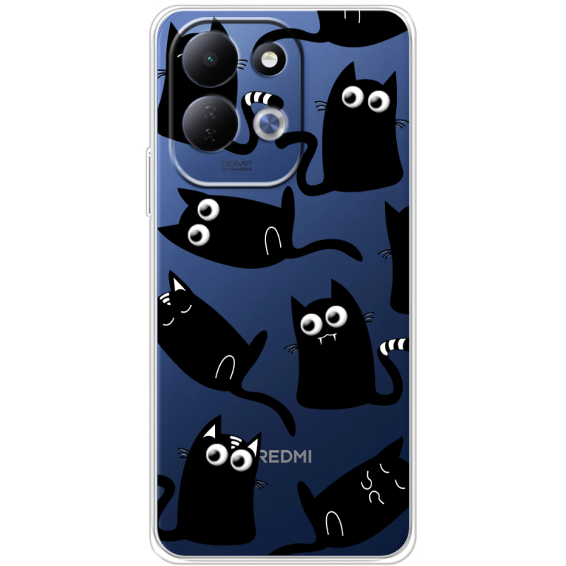 Прозорий чохол BoxFace Xiaomi Redmi 17 с 3D-глазками Black Kitty
