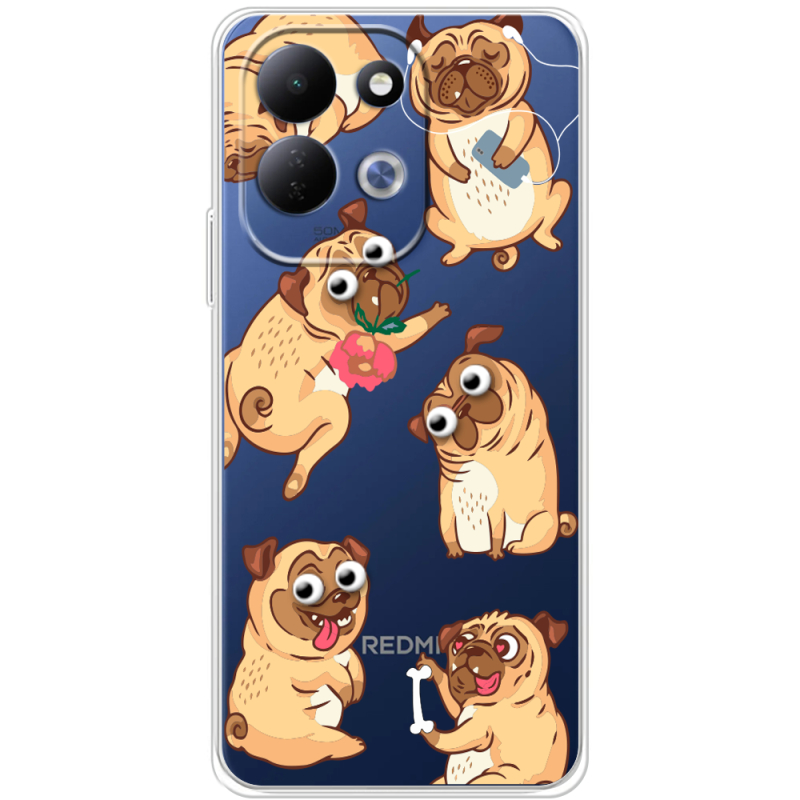 Прозорий чохол BoxFace Xiaomi Redmi 17 с 3D-глазками Pug