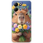 Прозорий чохол BoxFace Xiaomi Redmi 17 Капибара з квітами