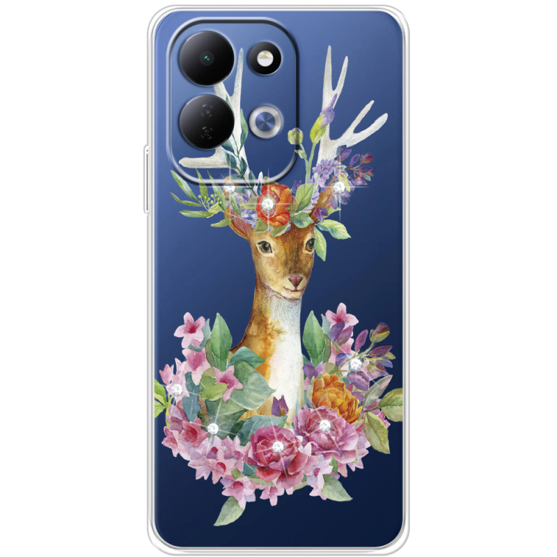 Чохол зі стразами Xiaomi Redmi 17 Deer with flowers