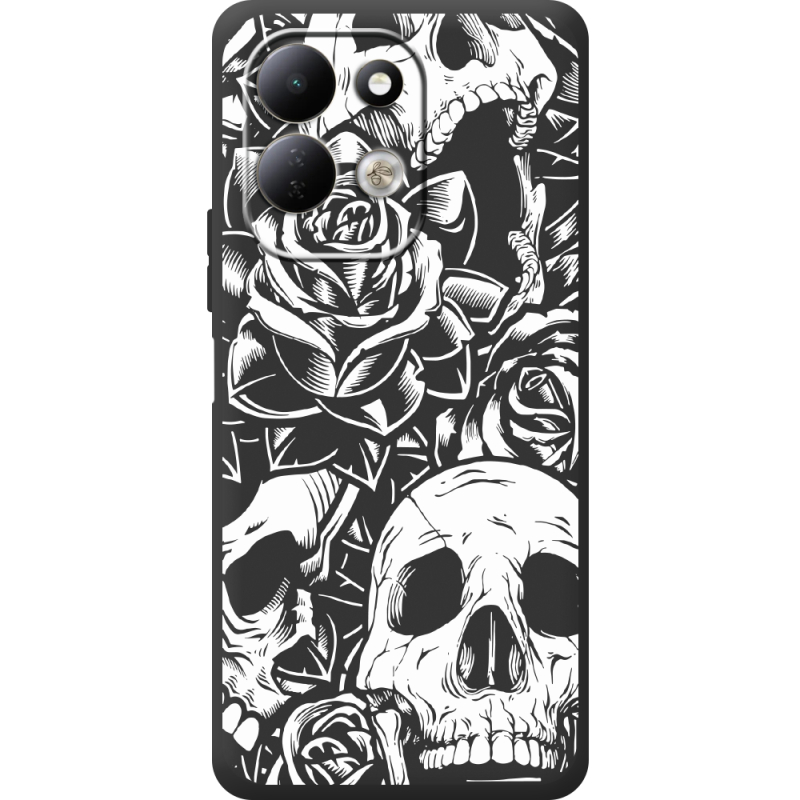 Чорний чохол BoxFace Xiaomi Redmi 17 Skull and Roses