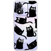 Прозорий чохол BoxFace Xiaomi Redmi Note 17 с 3D-глазками Black Kitty