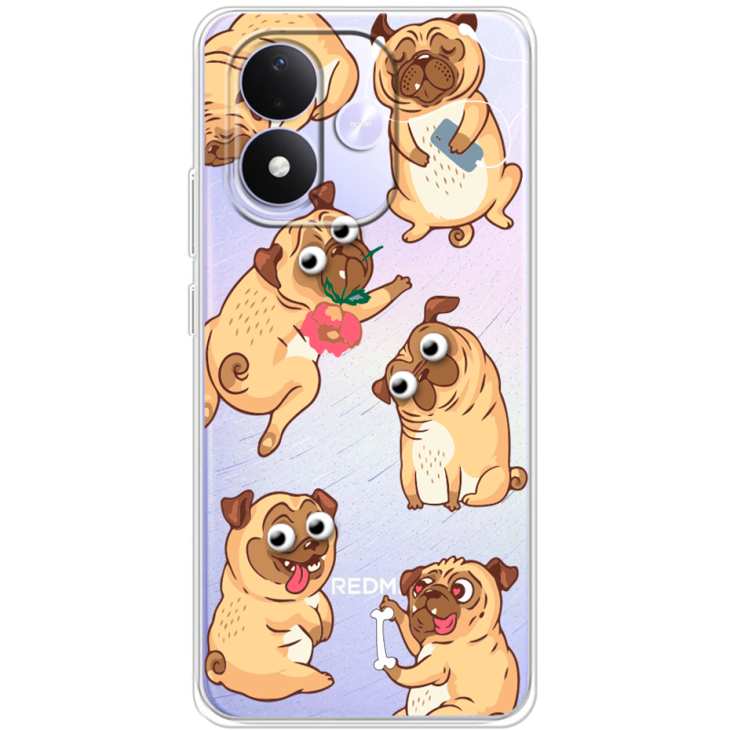 Прозорий чохол BoxFace Xiaomi Redmi Note 17 с 3D-глазками Pug