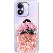 Прозорий чохол BoxFace Xiaomi Redmi Note 17 Девушка с Пионами