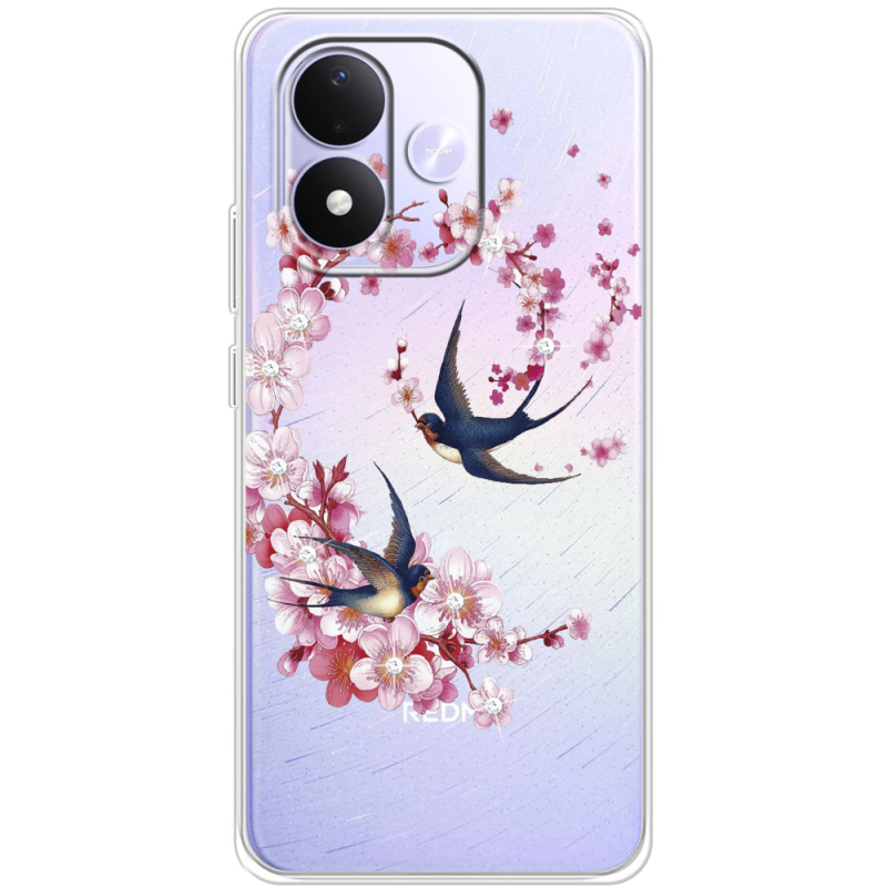 Чохол зі стразами Xiaomi Redmi Note 17 Swallows and Bloom