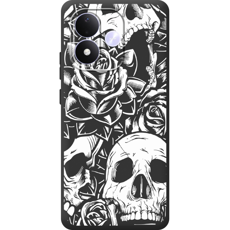 Чорний чохол BoxFace Xiaomi Redmi Note 17 Skull and Roses