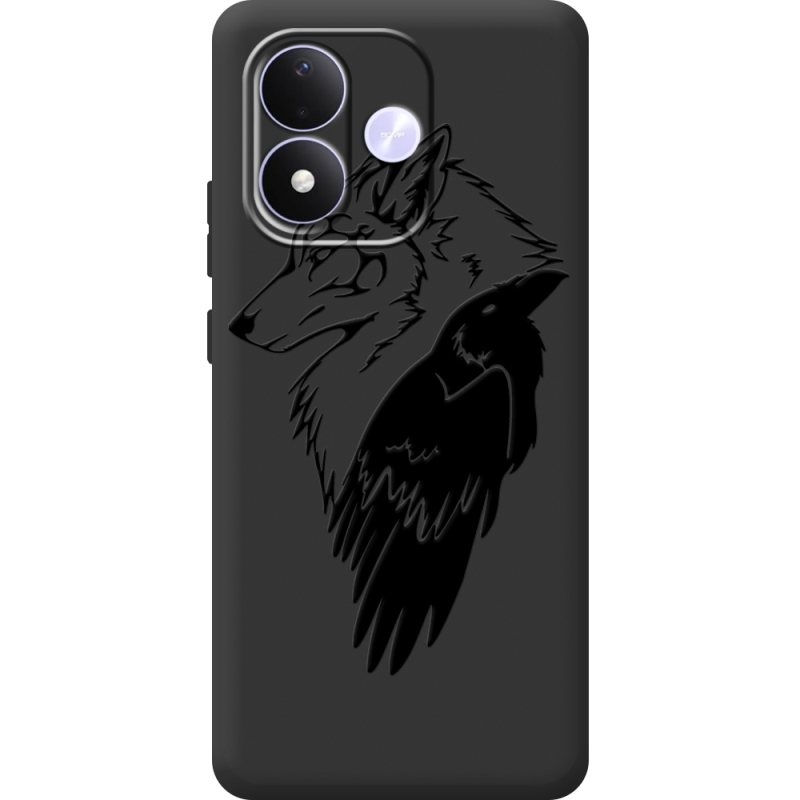Чорний чохол BoxFace Xiaomi Redmi Note 17 Wolf and Raven