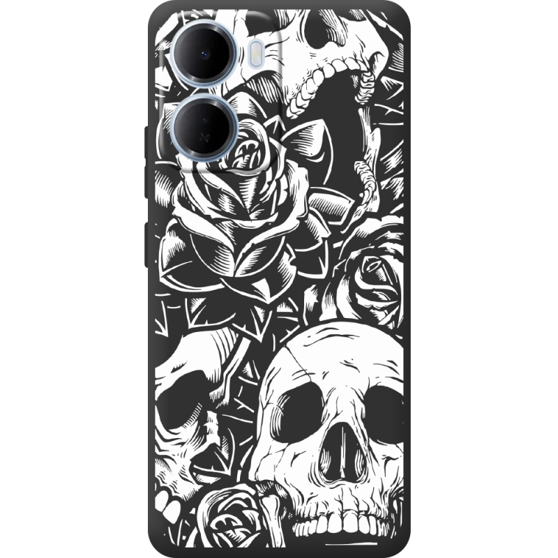 Чорний чохол BoxFace Xiaomi Redmi 15A Skull and Roses