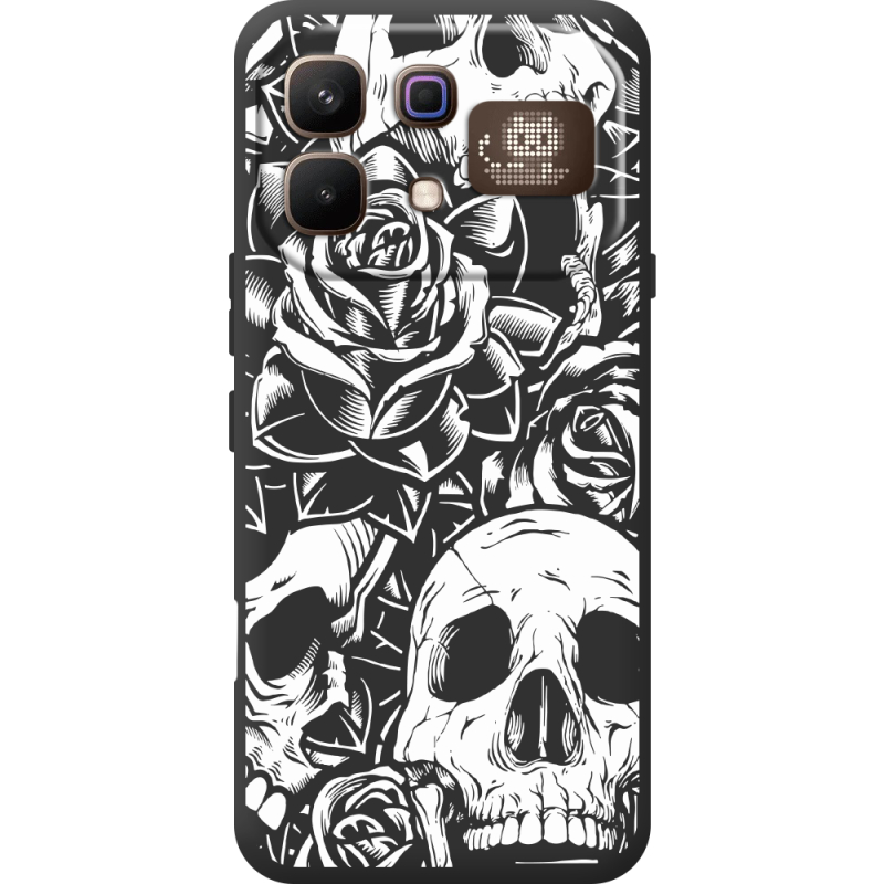 Чорний чохол BoxFace Infinix Note 60 Pro Skull and Roses