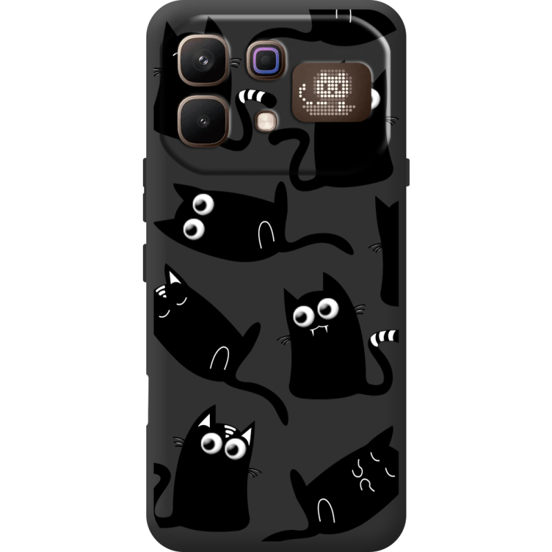 Прозорий чохол BoxFace Infinix Note 60 Pro с 3D-глазками Black Kitty