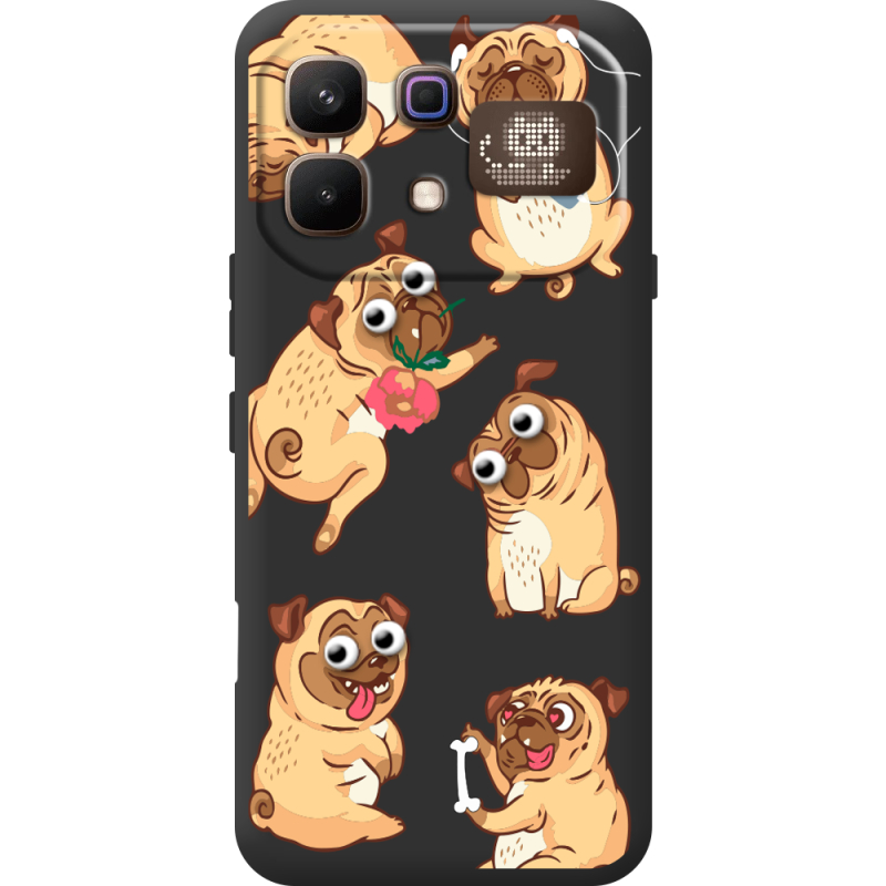 Прозорий чохол BoxFace Infinix Note 60 Pro с 3D-глазками Pug
