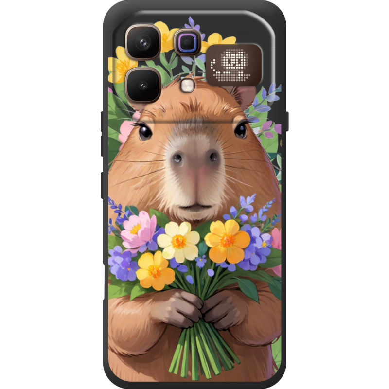 Прозорий чохол BoxFace Infinix Note 60 Pro Капибара з квітами