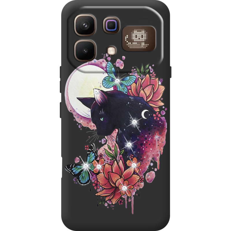 Чохол зі стразами Infinix Note 60 Pro Cat in Flowers