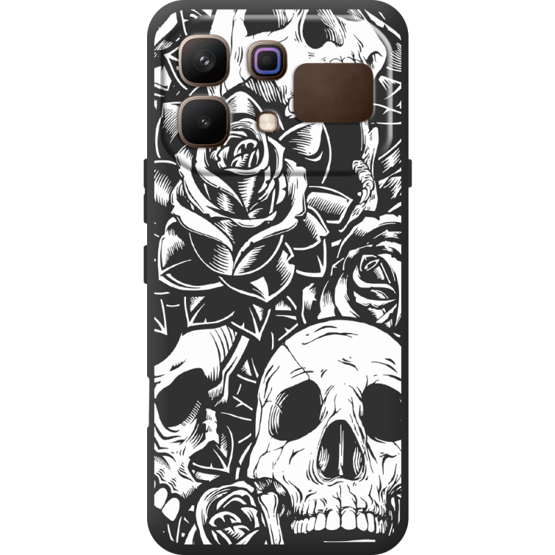 Чорний чохол BoxFace Infinix Note 60 Skull and Roses