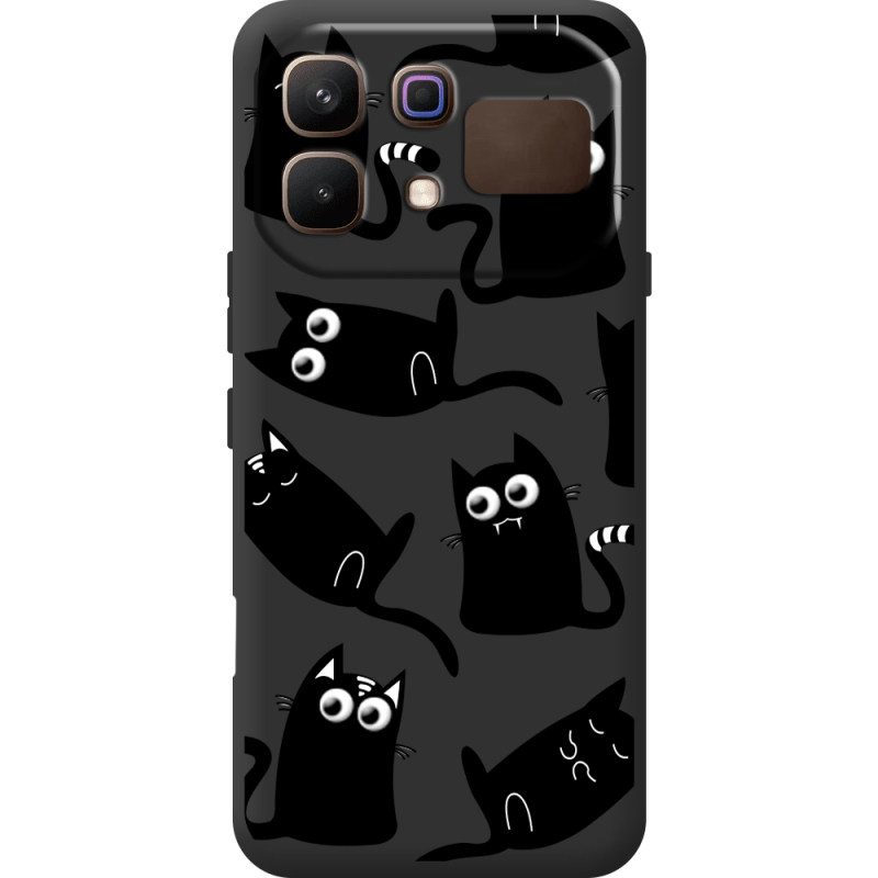 Прозорий чохол BoxFace Infinix Note 60 с 3D-глазками Black Kitty