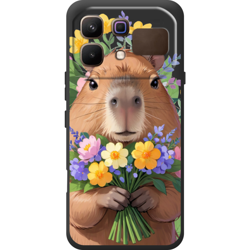 Прозорий чохол BoxFace Infinix Note 60 Капибара з квітами