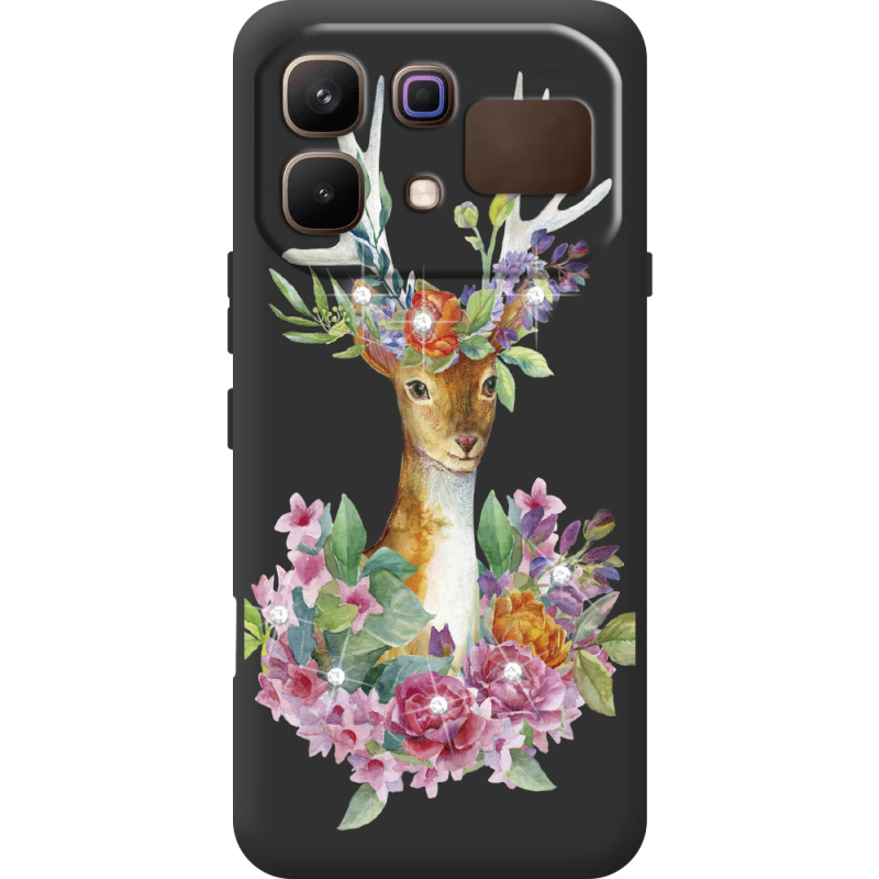 Чохол зі стразами Infinix Note 60 Deer with flowers