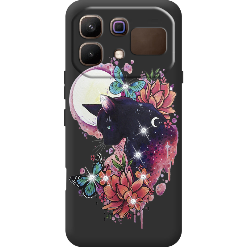 Чохол зі стразами Infinix Note 60 Cat in Flowers