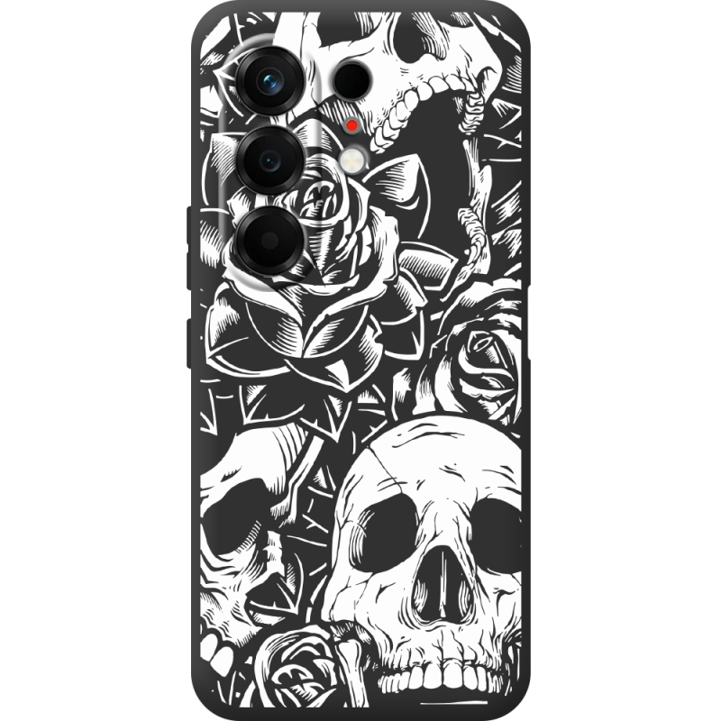 Чорний чохол BoxFace Tecno Camon 50 Skull and Roses