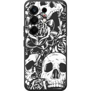 Чорний чохол BoxFace Tecno Camon 50 Skull and Roses