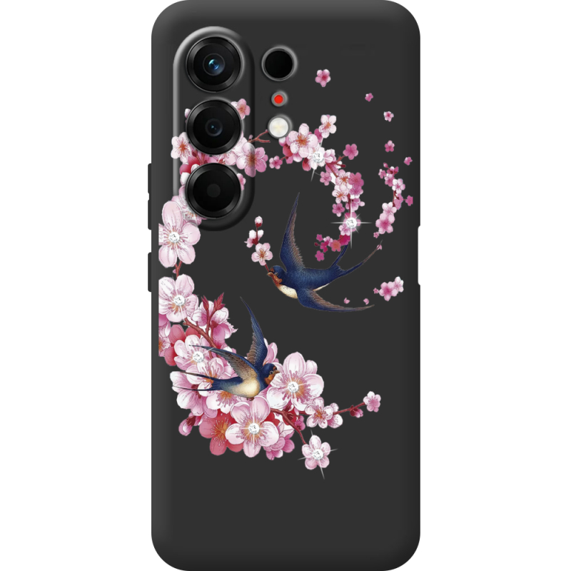 Чохол зі стразами Tecno Camon 50 Swallows and Bloom