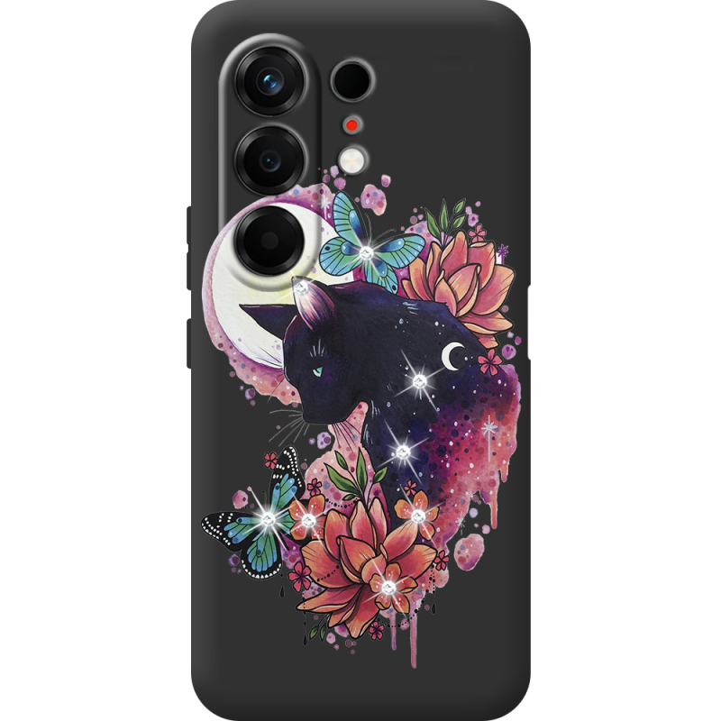 Чохол зі стразами Tecno Camon 50 Cat in Flowers