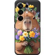 Прозорий чохол BoxFace Tecno Camon 50 Капибара з квітами