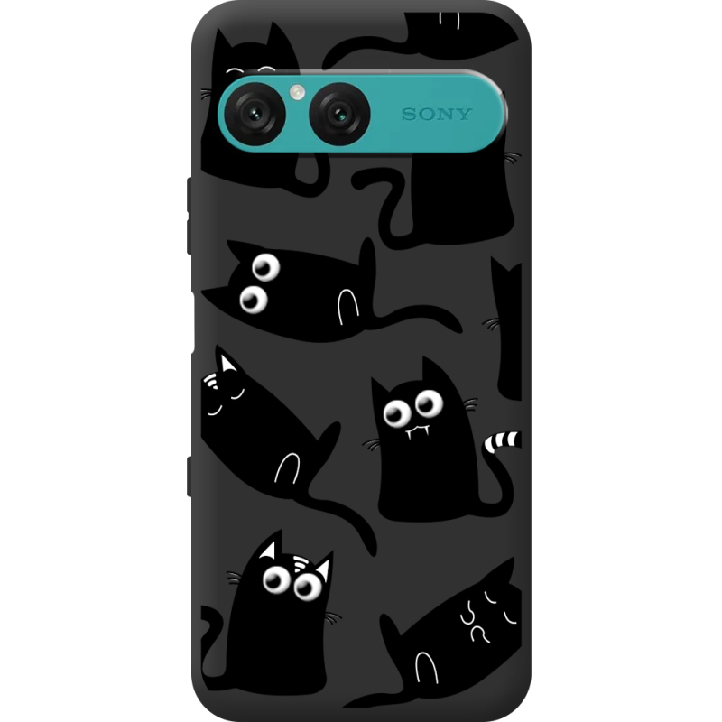 Прозорий чохол BoxFace Sony Xperia 10 VII с 3D-глазками Black Kitty