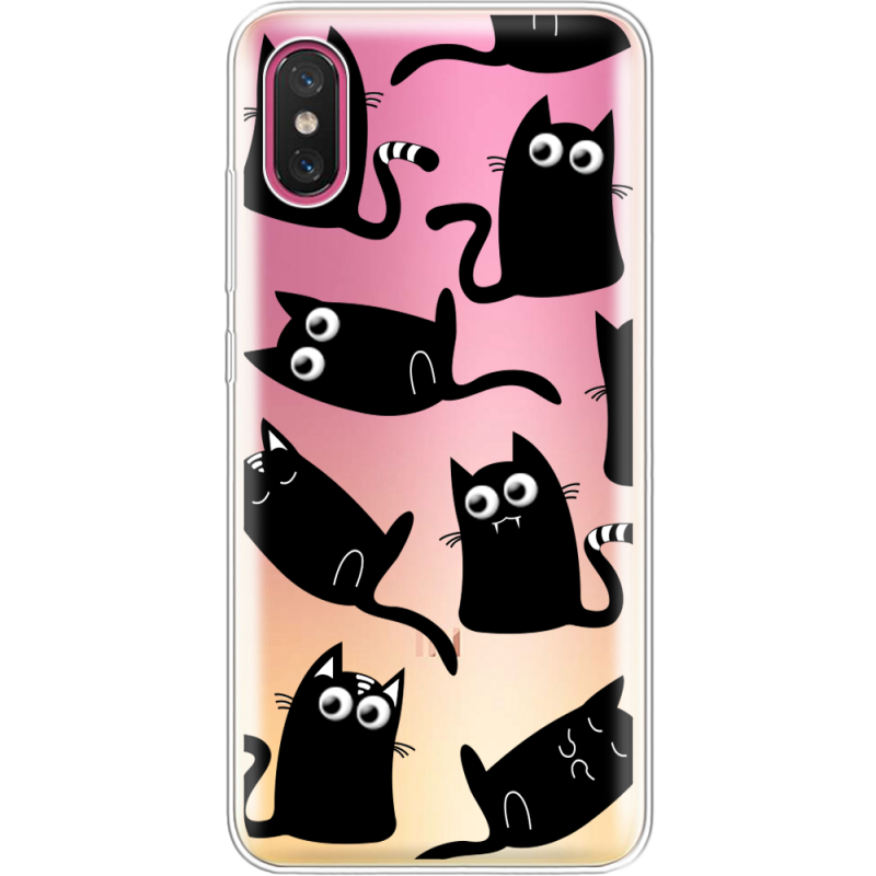 Прозрачный чехол Uprint Xiaomi Mi 8 Pro с 3D-глазками Black Kitty
