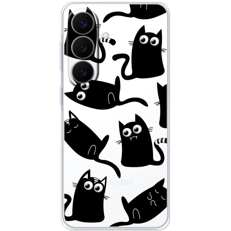 Прозорий чохол BoxFace Samsung Galaxy S26 FE (S741) с 3D-глазками Black Kitty