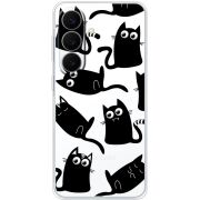 Прозорий чохол BoxFace Samsung Galaxy S26 FE (S741) с 3D-глазками Black Kitty