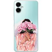 Прозорий чохол BoxFace Samsung Galaxy A07s (A077) Девушка с Пионами