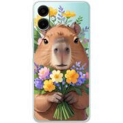 Прозорий чохол BoxFace Samsung Galaxy A07s (A077) Капибара з квітами